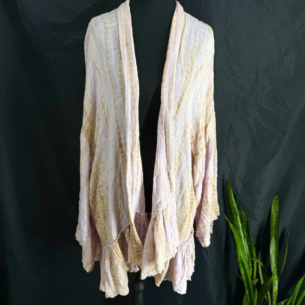 Free People Cotton Gauze Tie Dye Kimono M Boho Hippie Festival Beach Swim Cover - Picture 2 of 7